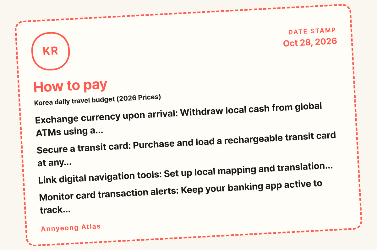 How to pay card: Exchange currency upon arrival: Withdraw local cash from global ATMs using a…, Secure a transit card: Purchase and load a rechargeable transit card at any…, Link digital navigation to