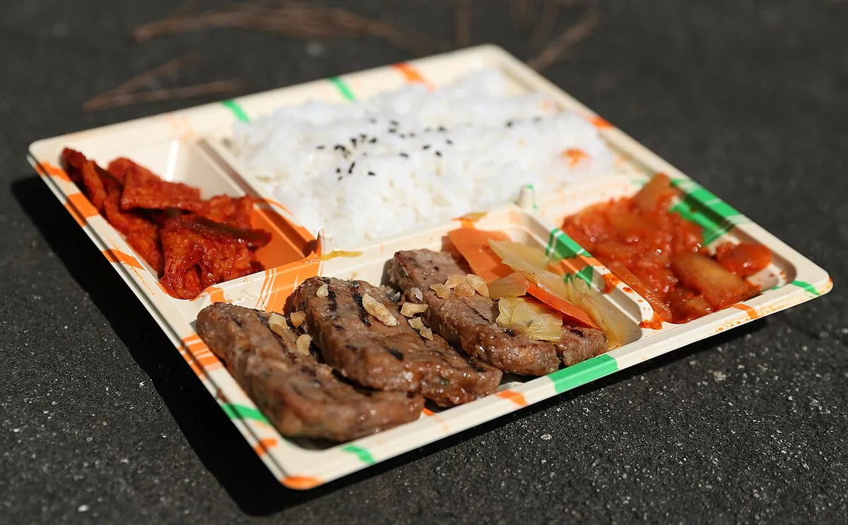 A Korean lunchbox meal purchased from a convenience store in South Korea.
