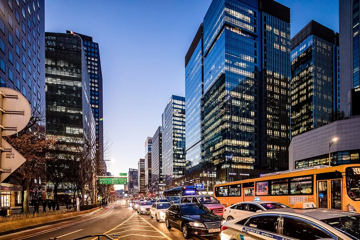 Night view of Downtown Seoul along Jongno Street in 2020