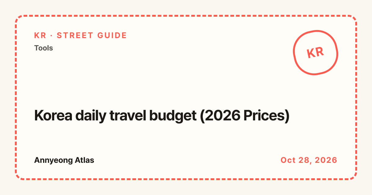 Annyeong Atlas · Korea daily travel budget (2026 Prices)